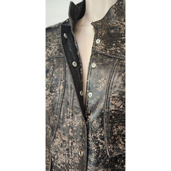 H&D Classic Leather Collection Womens Large Leather Denim Biker Style Jacket M - Picture 6 of 11